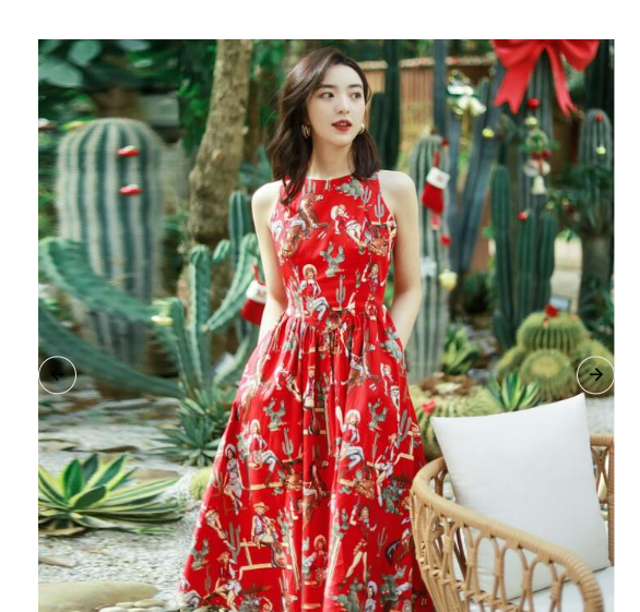 復古人物柄ノースリーブチャイナ風ワンピース