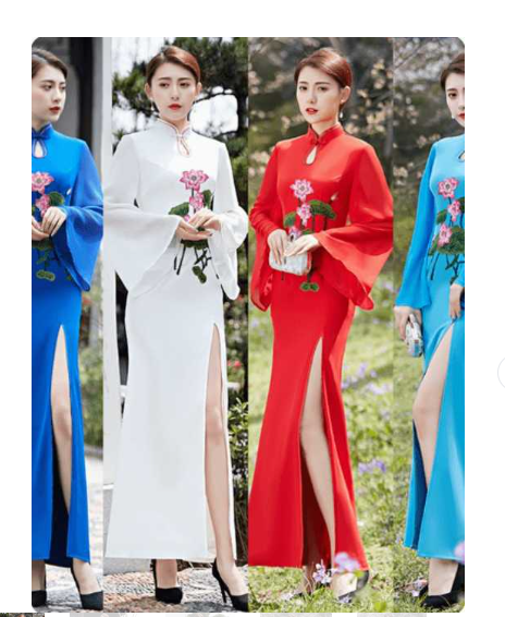 牡丹刺繍入り優雅なチャイナワンピース