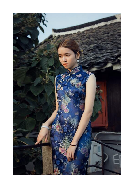 華やか花柄刺繍チャイナドレスノースリーブ旗袍