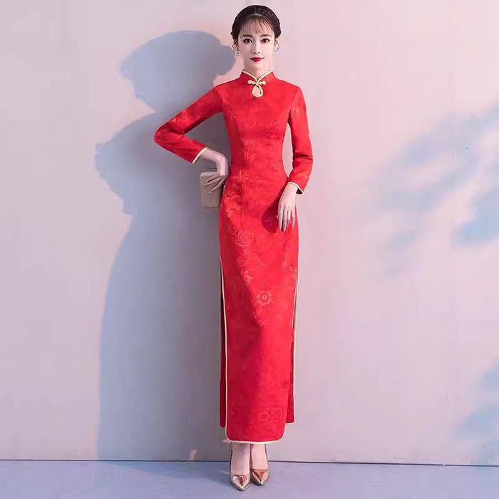 チャイナ服 鮮やかレッド チャイナドレス ドレス|チャイナ服専門通販 チャイナ服 鮮やかレッド チャイナドレス ドレス|チャイナ服専門通販