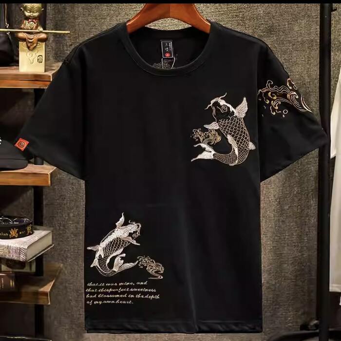 チャイナ服　鯉柄アンティーク風チャイナシャツ