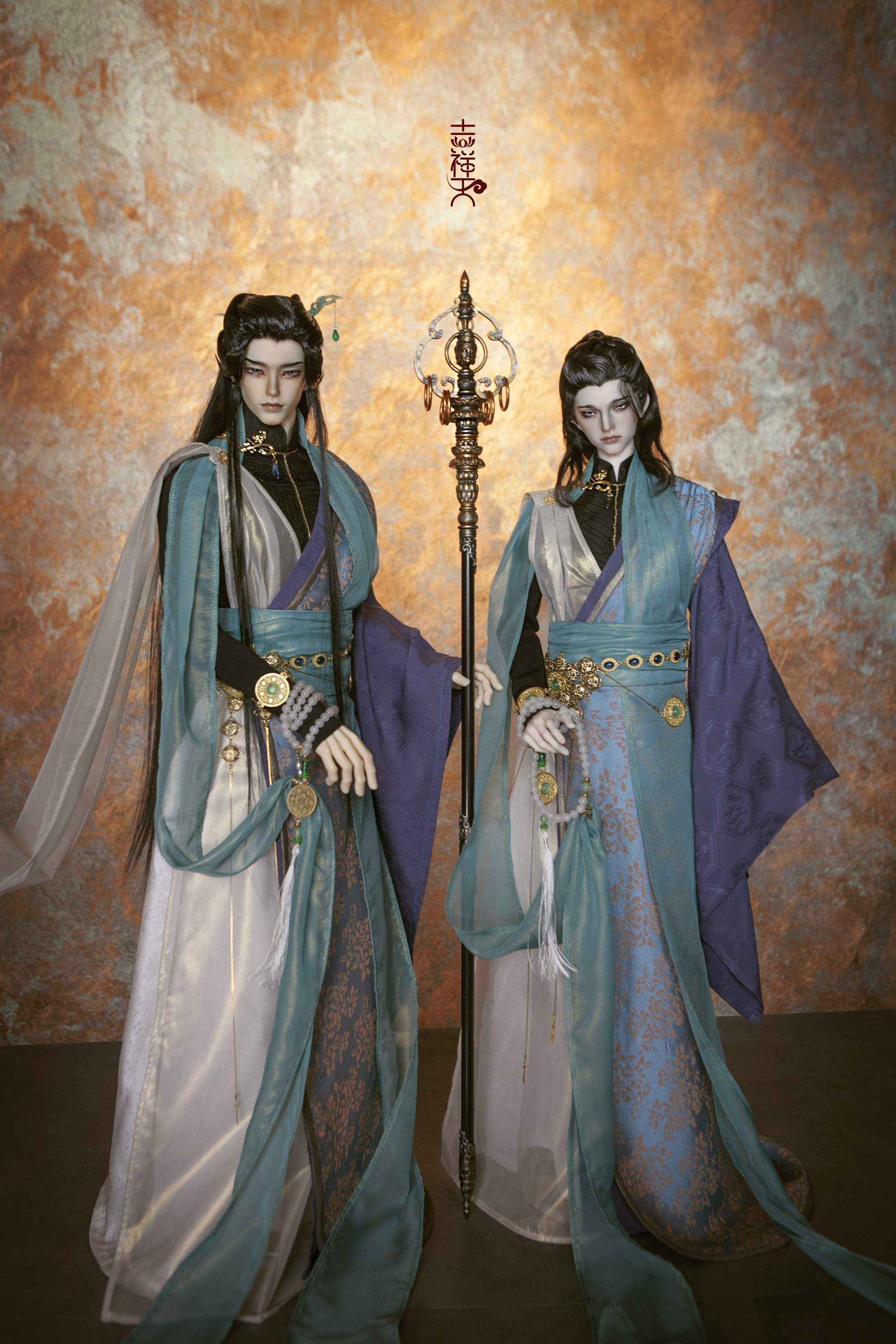 チャイナ服 古典華麗装飾帯付き多層式長袍セットアップ