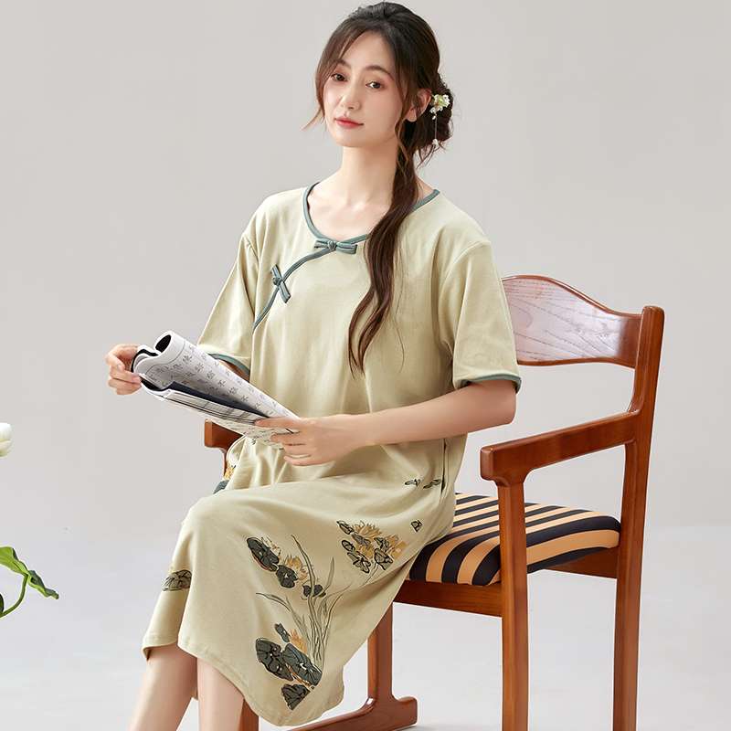 チャイナ服  花柄チャイナ風ワンピースナイトウェア