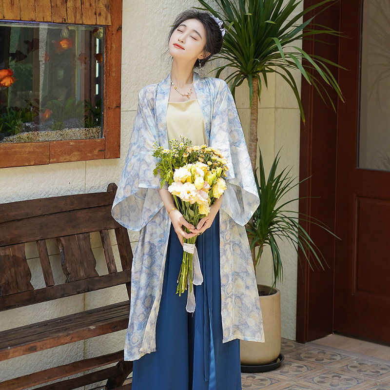 チャイナ服 花柄シフォン羽織り中華風レディース三点セット