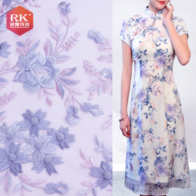 チャイナ服 立体刺繍花柄チャイナワンピース