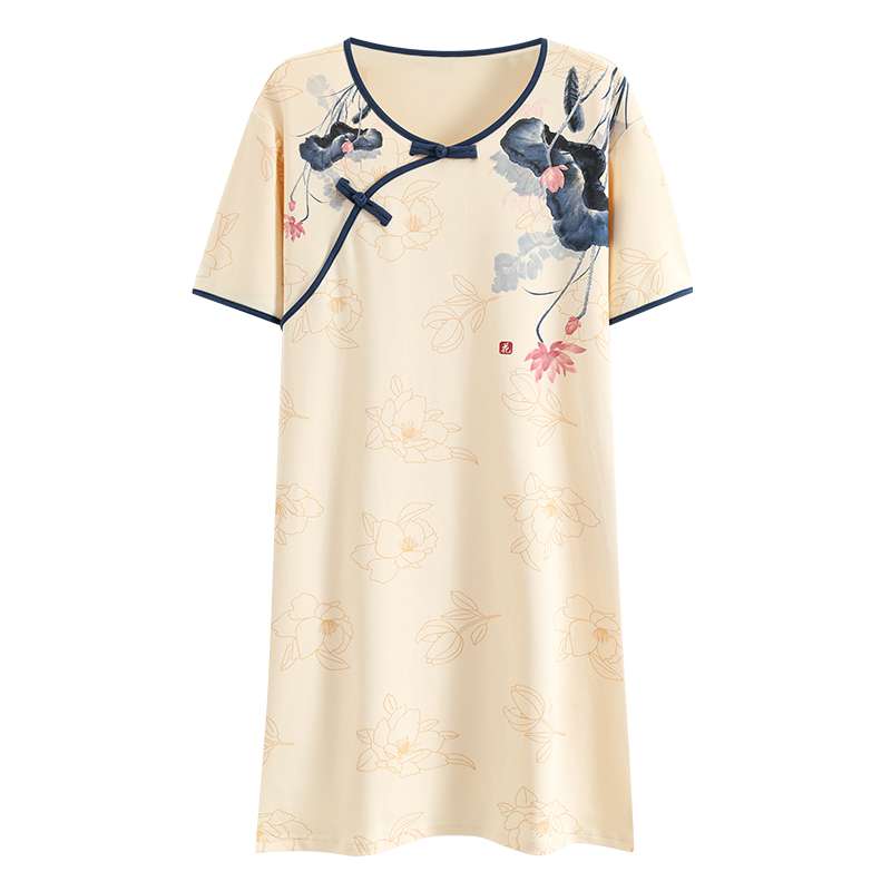 チャイナ服  花柄チャイナ風ワンピースナイトウェア