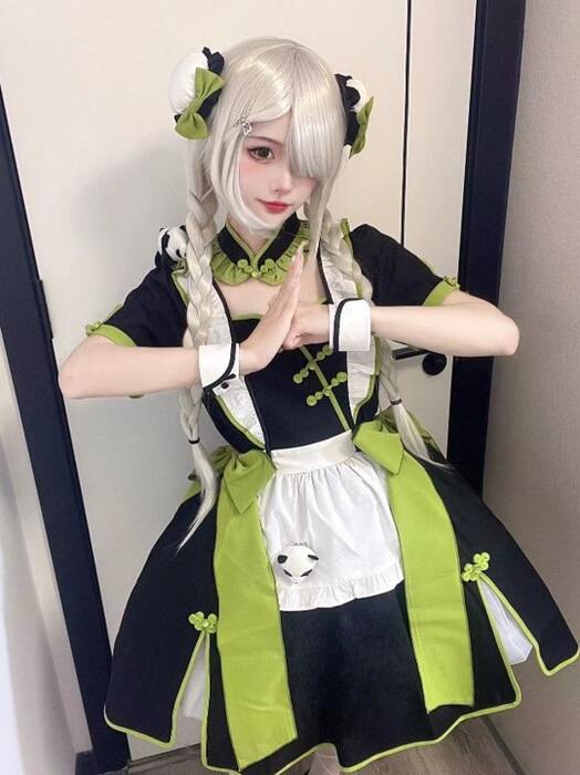 チャイナ服 リボンロリータ メイド風 チャイナワンピース