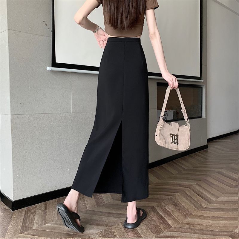 チャイナ服 東洋美人ハイウエストロング丈スリット入りスカート