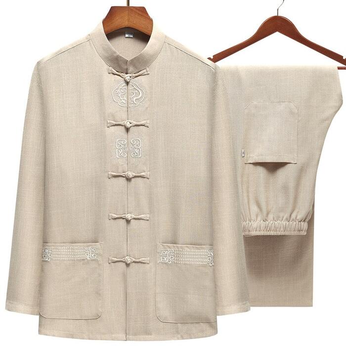 チャイナ服　ラフに着こなせるコットンリネンチャイナセットアップ