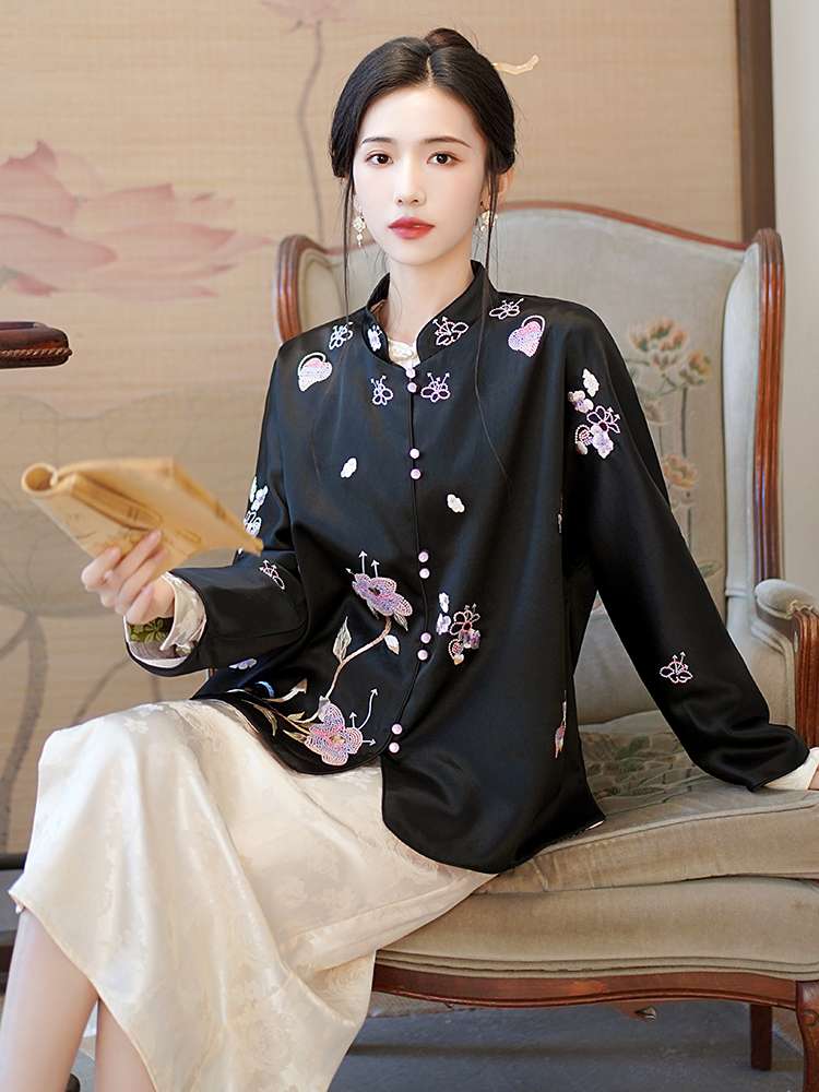 チャイナ服 花柄刺繍入りチャイナジャケット（ジャケット）｜チャイナ服専門通販chinii（チャイニー）