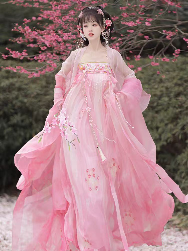 チャイナ服 桃花仙女風 漢服スタイル ロングドレス