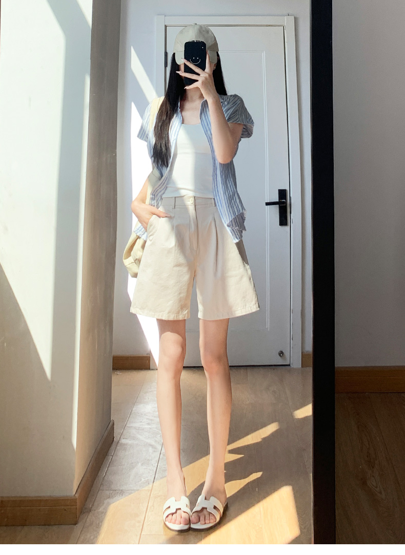 チノパン ゆったりシルエットハーフパンツ