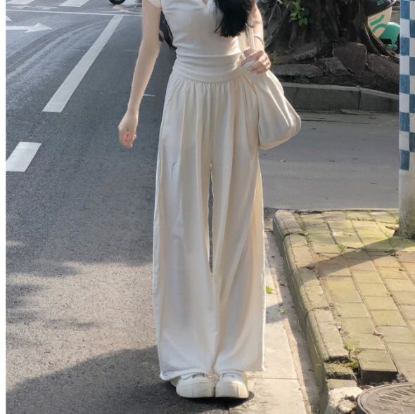 チノパン 涼やかフレアワイドチノパン