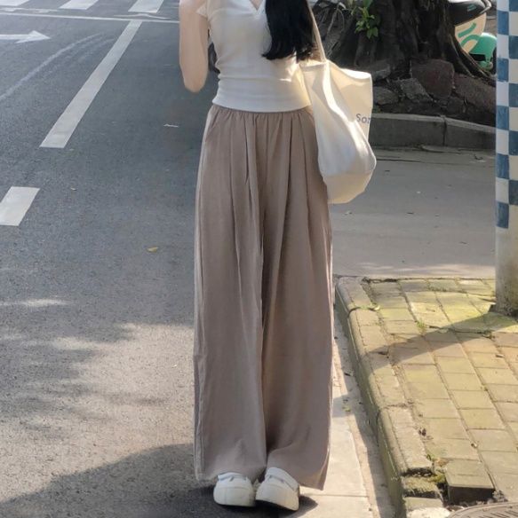 チノパン 涼やかフレアワイドチノパン