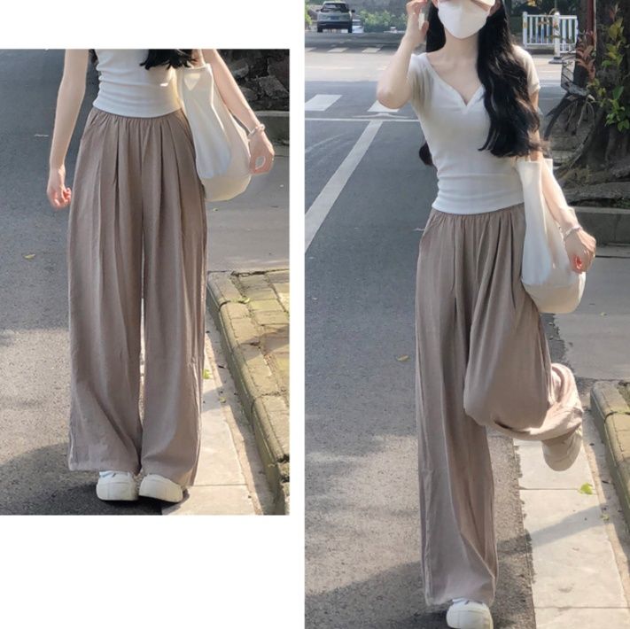 チノパン 涼やかフレアワイドチノパン