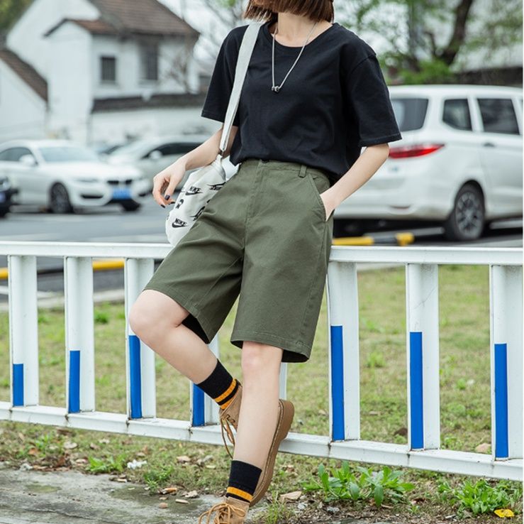 チノパン 上質シルエット ハーフレングスパンツ