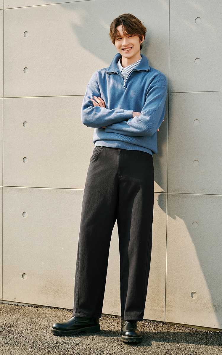 チノパン 上質素材ゆったりストレートパンツ