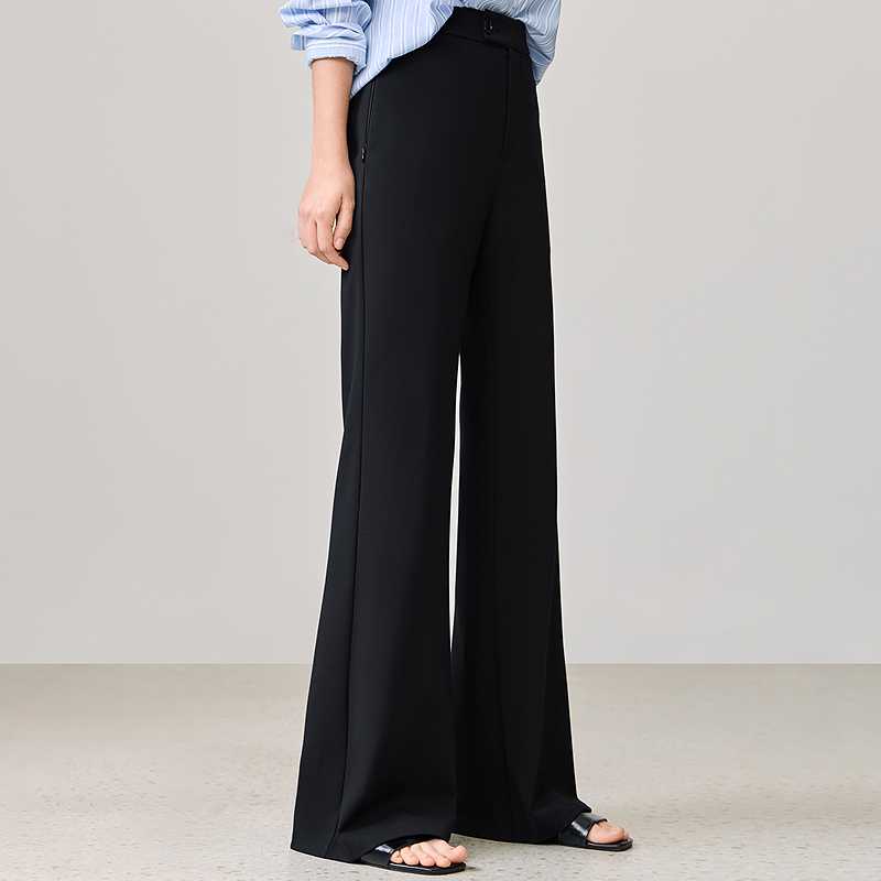 チノパン すっきり美脚フレアワイドパンツ