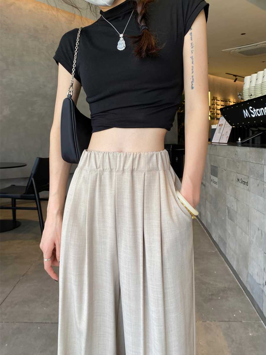 チノパン リネン風ゆったりストレートチノパン