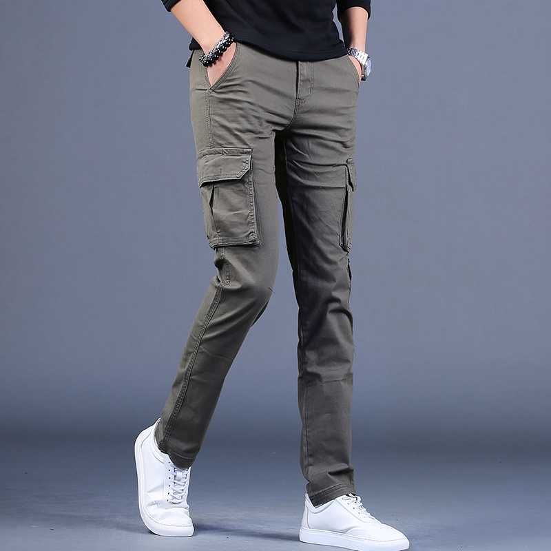 チノパン ポケット付き細身チノパン