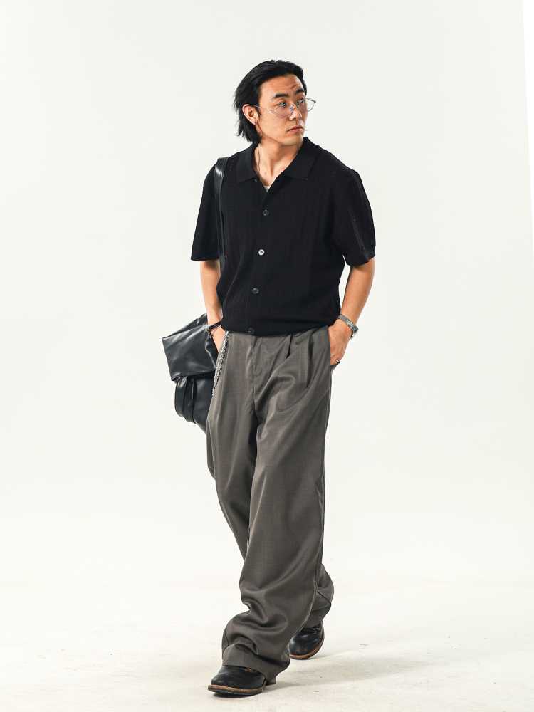 チノパン 上質タックワイドチノパン