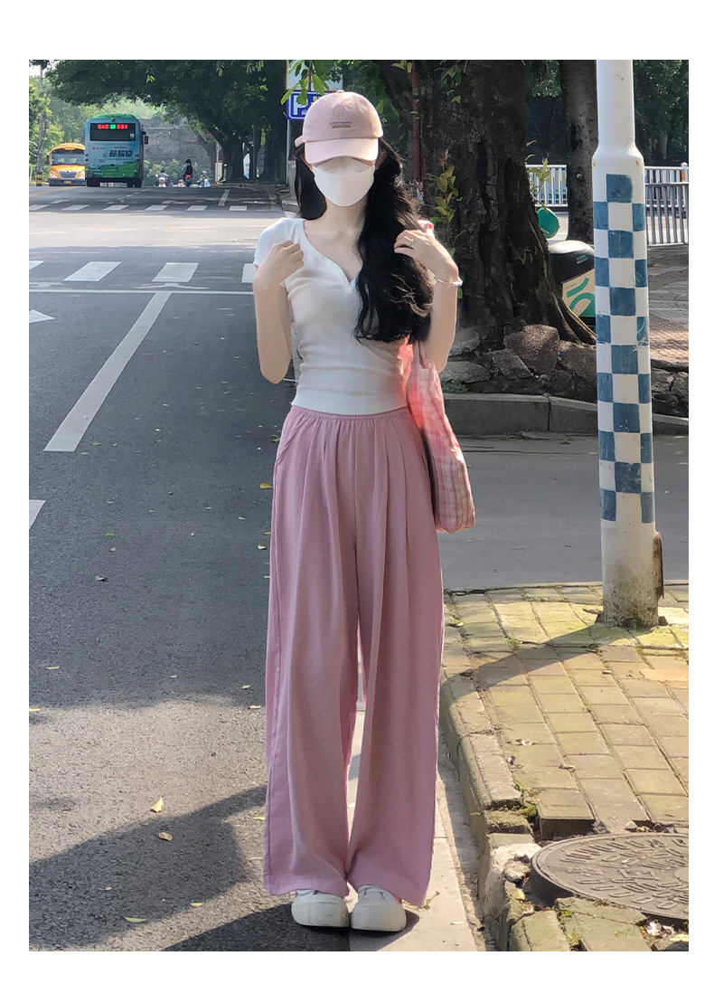 チノパン 涼やかフレアワイドチノパン