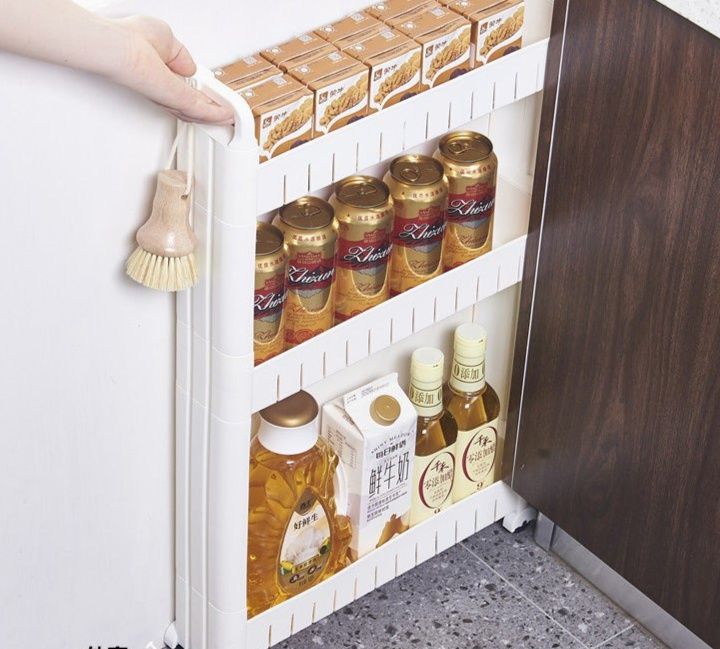 調味料ラック 三段式スリム移動式調味料収納ワゴン