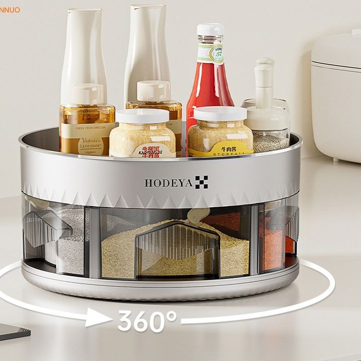 調味料ラック 360度回転式調味料ラック丸型収納トレー