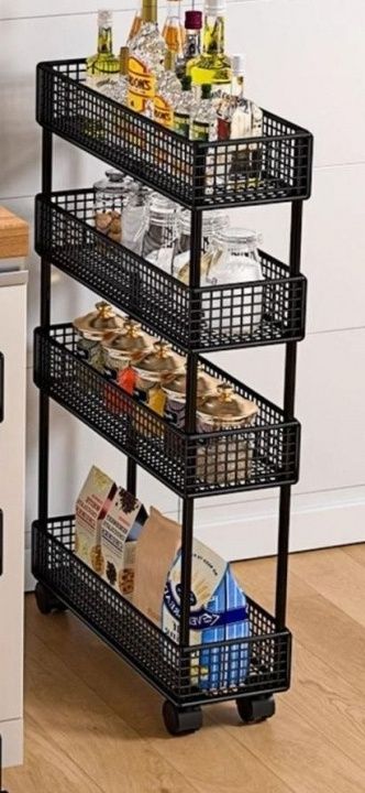 調味料ラック キャスター付き多段式隙間収納ラック4段