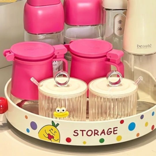 調味料ラック 360度回転式調味料ラック丸型収納トレー