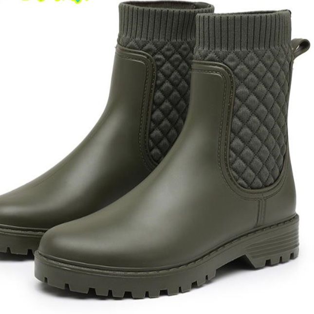 長靴レディース キルティング柄 ショート丈 レインブーツ