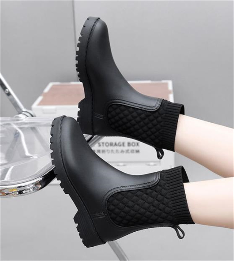 長靴レディース キルティング柄 ショート丈 レインブーツ