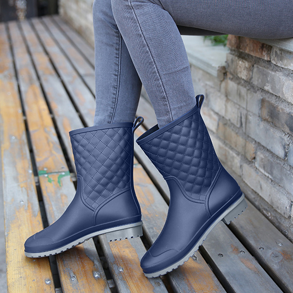 長靴レディース キルティング長靴 女性用 晴雨兼用 滑り止め付き