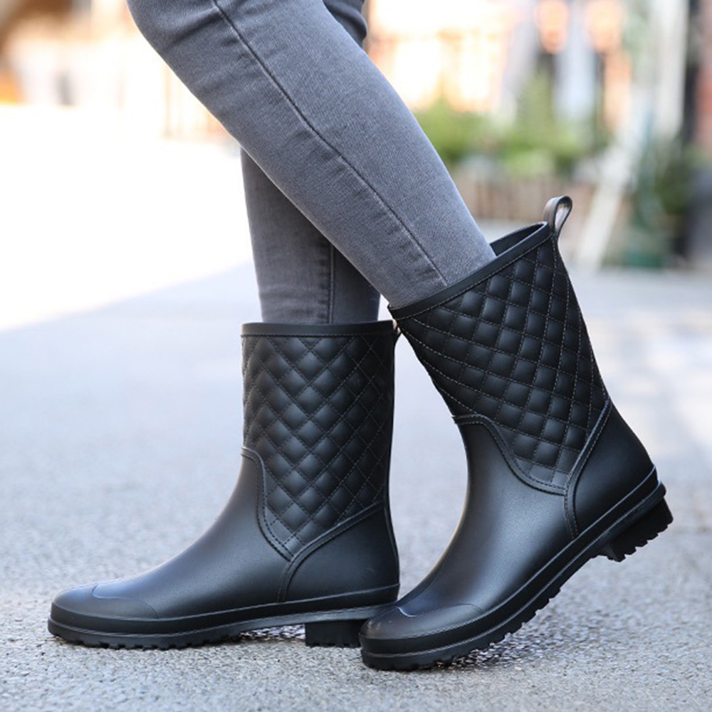 長靴レディース キルティング長靴 女性用 晴雨兼用 滑り止め付き