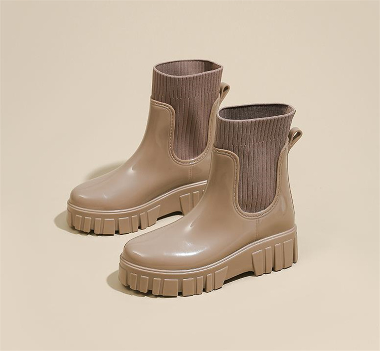 長靴レディースニット切り替え履きやすいレインブーツ
