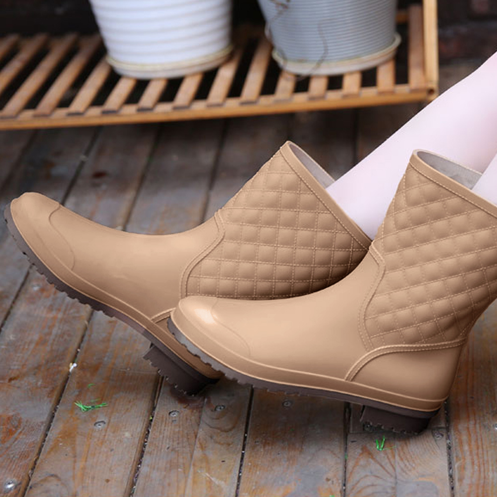 長靴レディース キルティング長靴 女性用 晴雨兼用 滑り止め付き