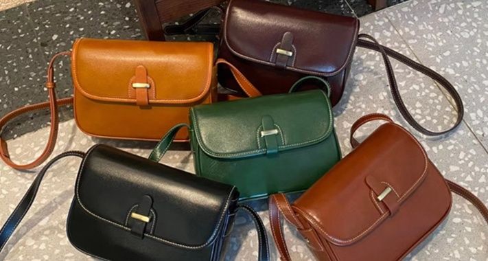 クラッチバッグ 上品なフラップ付きレザー斜め掛けバッグ