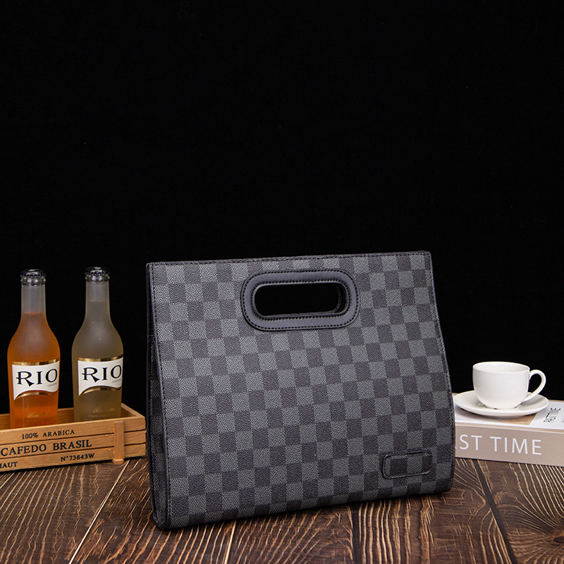 市松模様が上品なメンズ手持ちクラッチバッグ