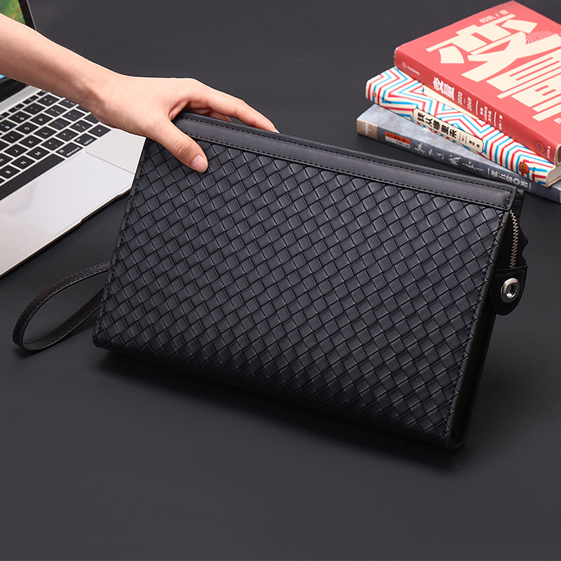 クラッチバッグ 編み込みデザインのビジネス手持ち封筒型バッグ