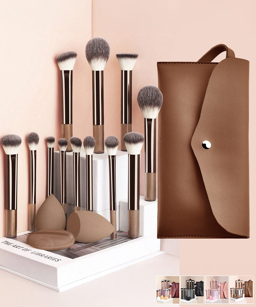 40代女性プレゼント 化粧筆12本セット収納ポーチ付きスポンジパフ完備