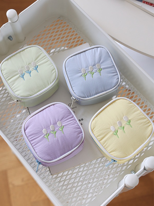 40代女性プレゼント 花刺繍コスメポーチ 収納小物バッグ 整理整頓