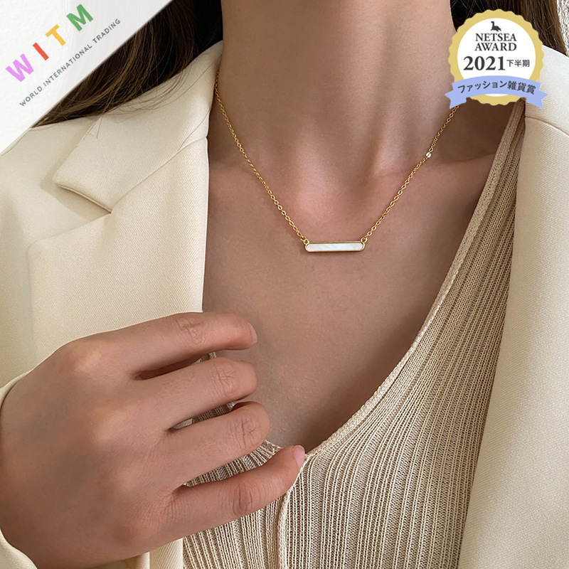 40代女性プレゼント 上品な金色バープレート首飾り大人女性向け