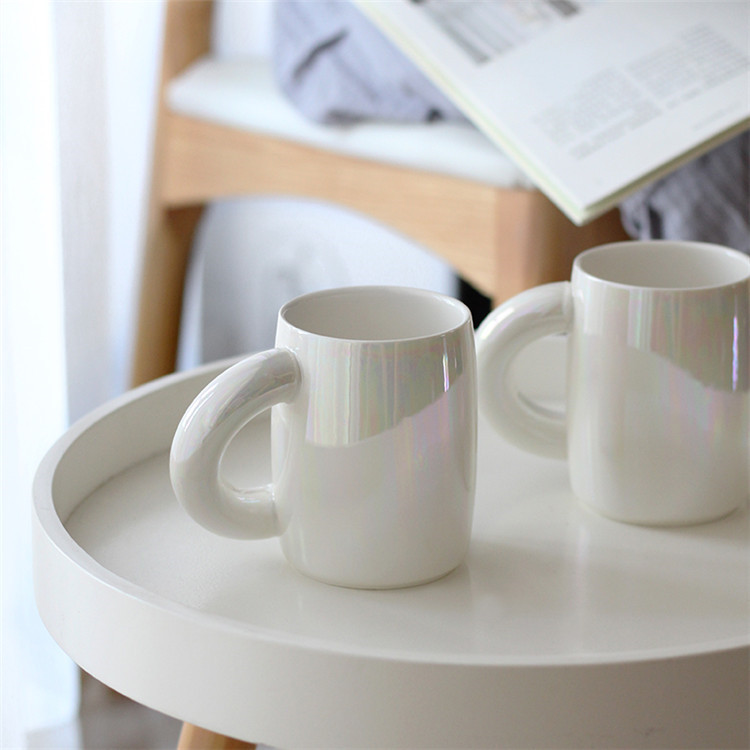 40代女性プレゼント 陶器製 虹色光沢 おしゃれな湯呑み茶碗