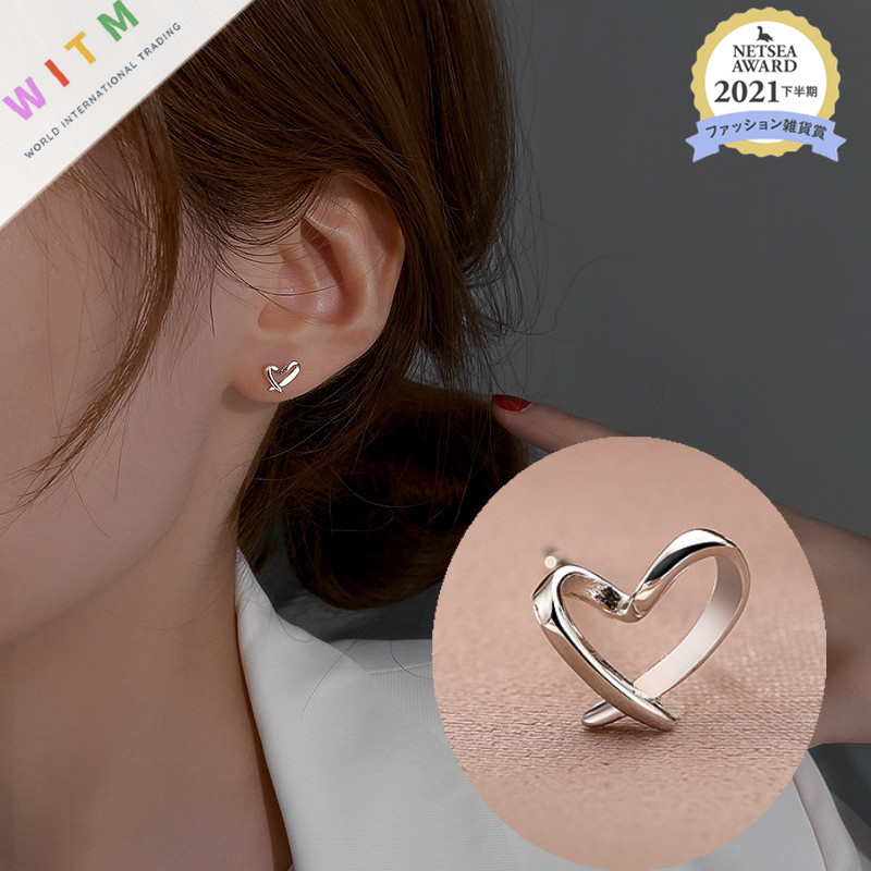 40代女性プレゼント ハート型シルバーピアス金属アレルギー対応上品デザイン