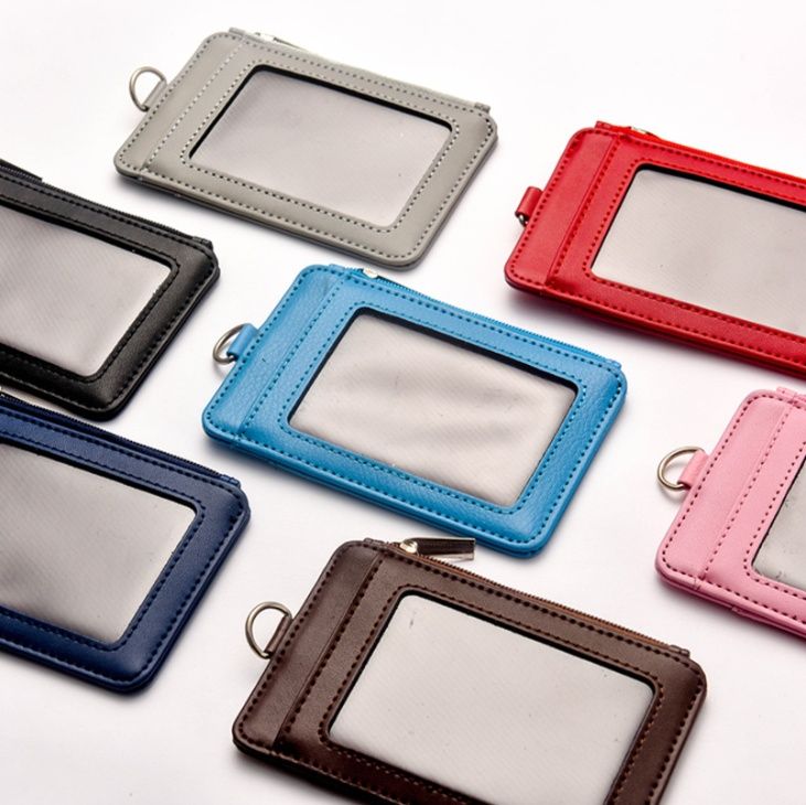 コインケース 多機能本革ファスナー付き定期入れ