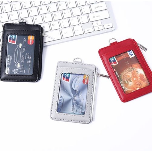 コインケース 本革二層式ファスナー付き定期入れ