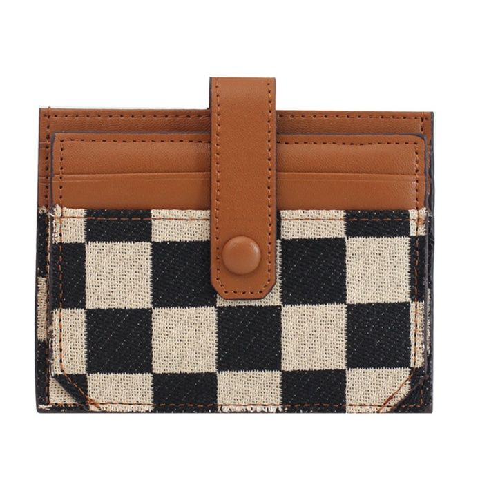 コインケース 市松模様の多機能カードケース付き定期入れ