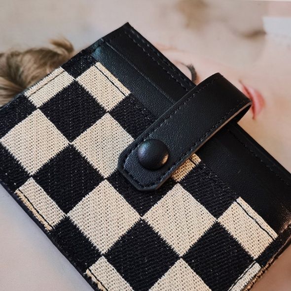 コインケース 市松模様の多機能カードケース付き定期入れ