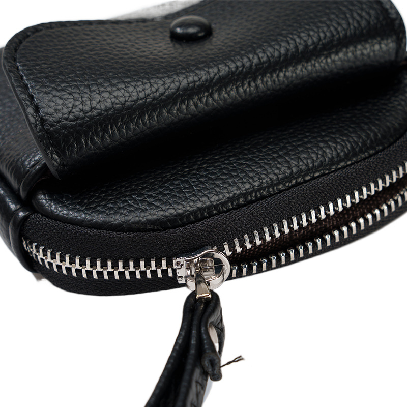 コインケースレディース 本革ストラップ付きラウンドファスナーコインケース