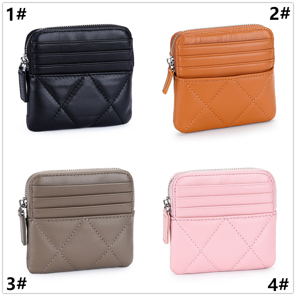 レディース本革コインケース全8色キルティング柄ファスナー付き小銭入れ